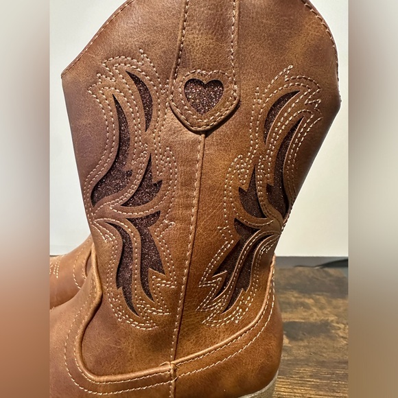Pop Toddler/Little Girls Cognac Sanchee Block Heel Cowboy Boots NWT Various Size - Picture 10 of 10